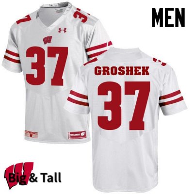Men's Wisconsin Badgers NCAA #37 Garrett Groshek White Authentic Under Armour Big & Tall Stitched College Football Jersey HA31F51OZ